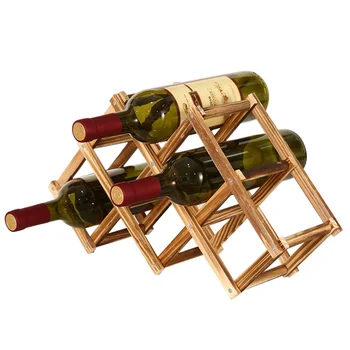 

Wooden Wine Rack 3/6/10 Bottle Holder Folding Drink Bottle Bar Display Shelf --M25