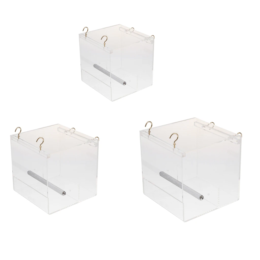 Acrylic Clear Pet Bird Seed Food Feeder For Parrot Cockatiel Canary Finch