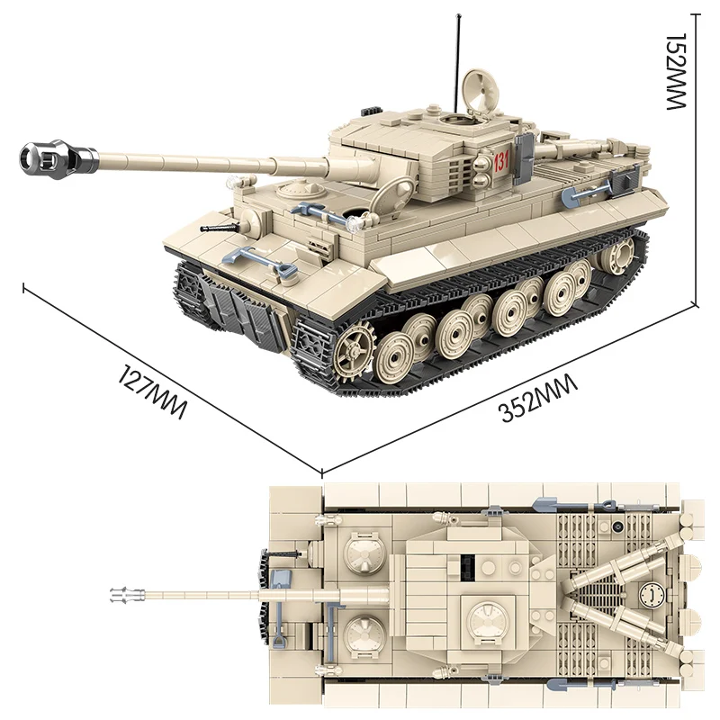  1018 Pcs Military German Tiger 131 Tank Building Blocks For Legoingly Army WW2 Soldier Weapon Brick