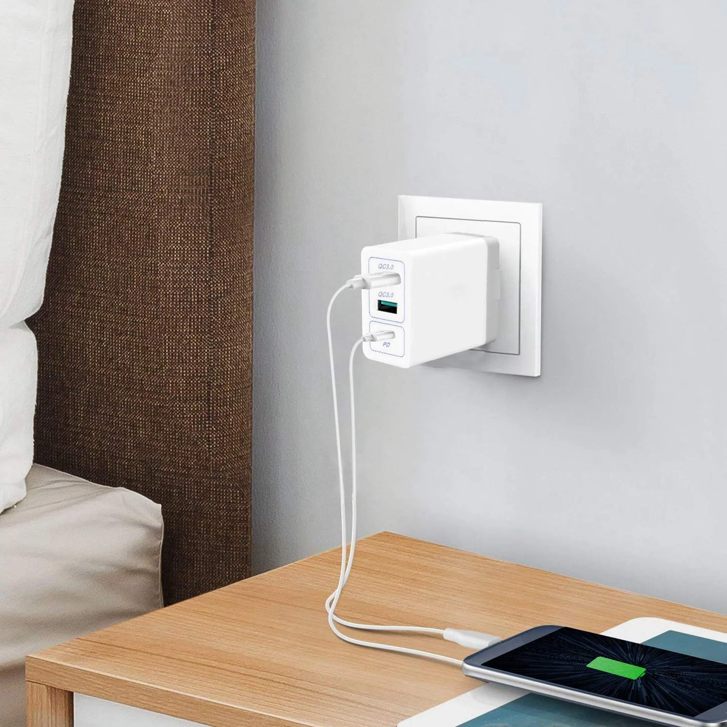 HKHUIBANG двойное зарядное устройство QC3.0 USB USB-C PD зарядное устройство для iPhone huawei Xiaomi samsung телефон Быстрая зарядка настенное зарядное устройство