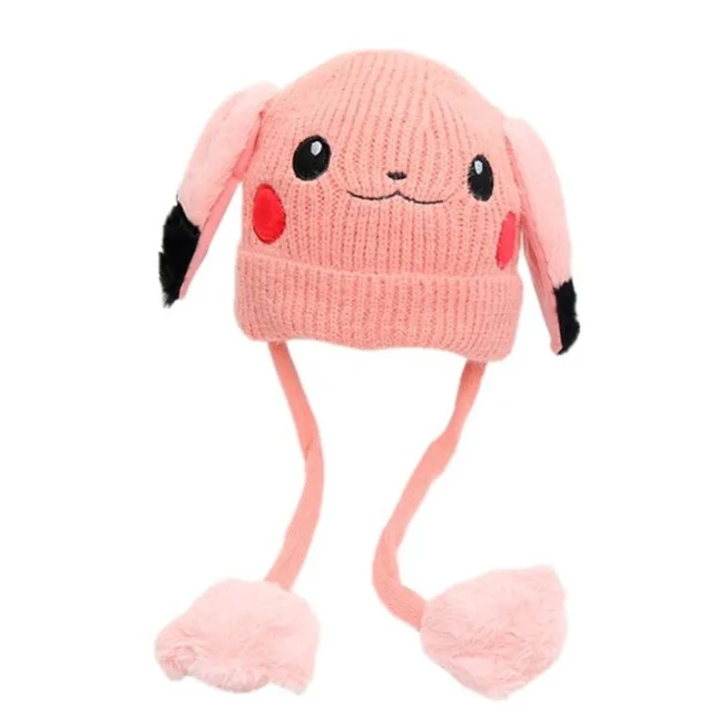 Популярная детская плюшевая шляпа для косплея из японского аниме Покемон Пикачу кавайная Милая теплая шапка с ушками, Прямая поставка