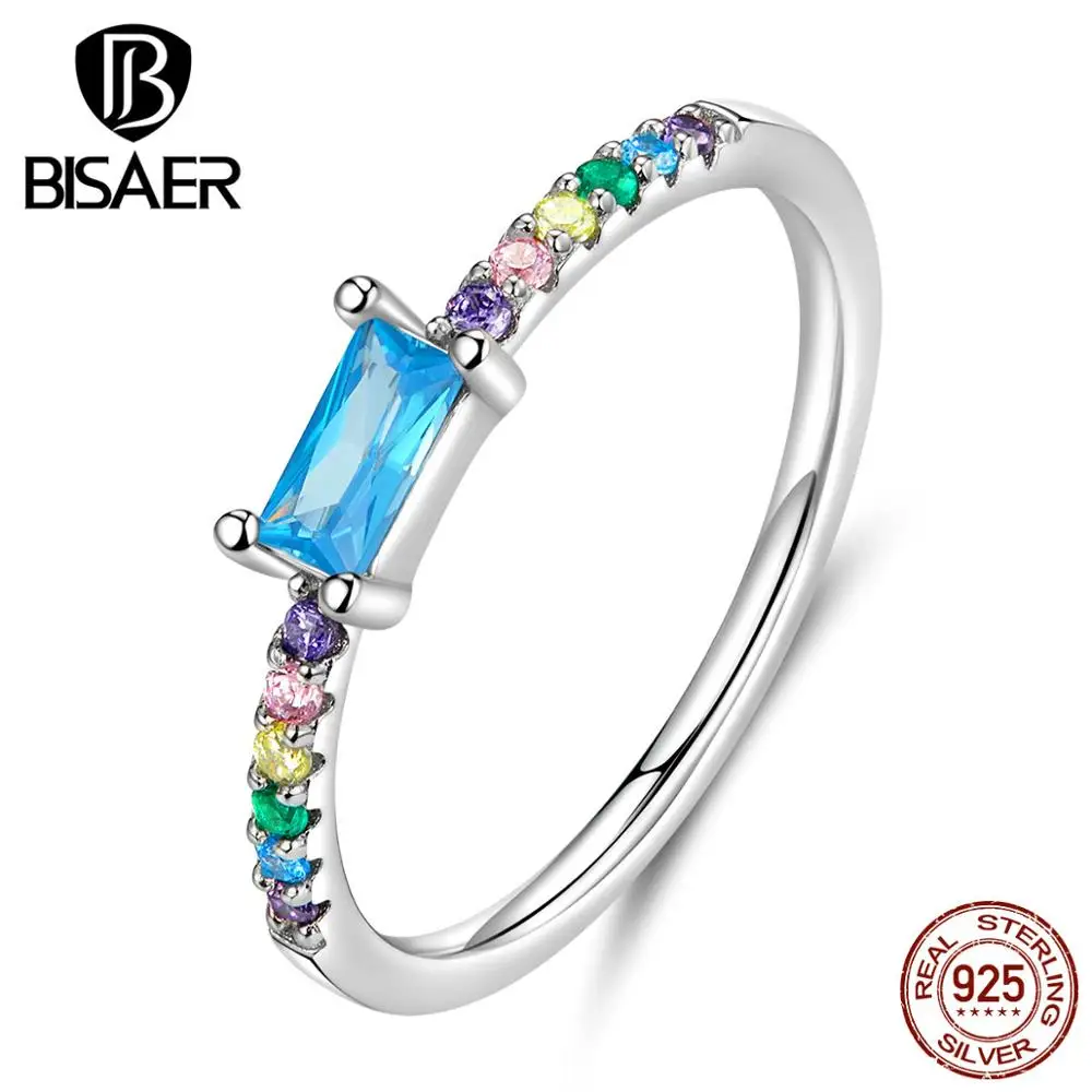 BISAER 925 пробы серебряные лучистые сердца, сияющая Орхидея эмаль& Cerise кристаллы Кольца для женщин обручальные ювелирные изделия
