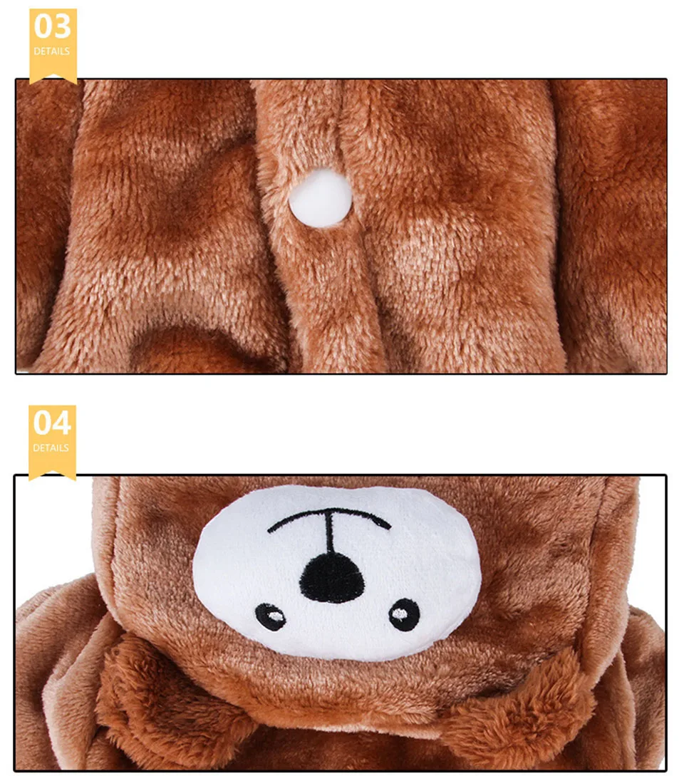 Pet Clothes Dog Four-legged Brown Bear Transformed Into Autumn and Winter Thick and Comfortable Clothes Pet Supplies