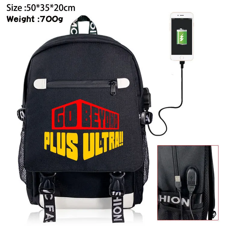 Рюкзак из парусины для косплея My Hero academic USB Port teendage дорожный рюкзак ноутбука
