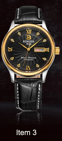 Швейцарские новые модные мужские часы люксовый бренд часы Бингер кварцевые мужские наручные часы из натуральной кожи ремешок водонепроницаемые B603B-9 - Цвет: 6