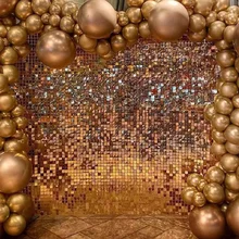 Specchio in oro rosa festa di compleanno foto Shimmerwall personalizza griglia trasparente tipo di Clip paillettes lucido zucchero filato luccicante sullo sfondo della parete