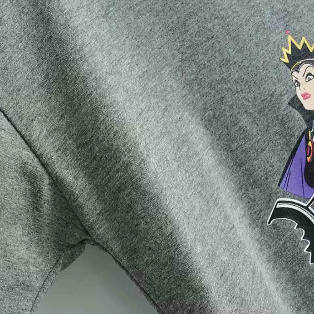 Disney стильный Schneewittchen королева ведьма письмо мультфильм печати Повседневная футболка с круглым вырезом Пуловер короткий рукав женская серая футболка Топы
