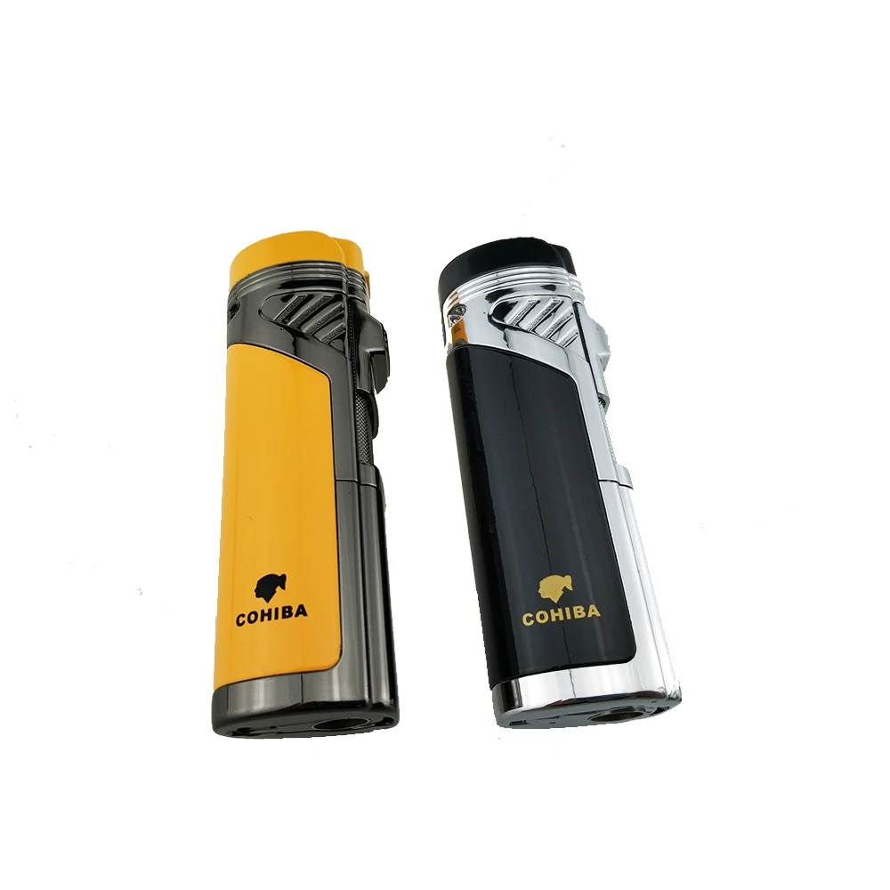 COHIBA ветрозащитная Зажигалка для сигар 4 фонарь Jet Flame Бутановая газовая сигарета