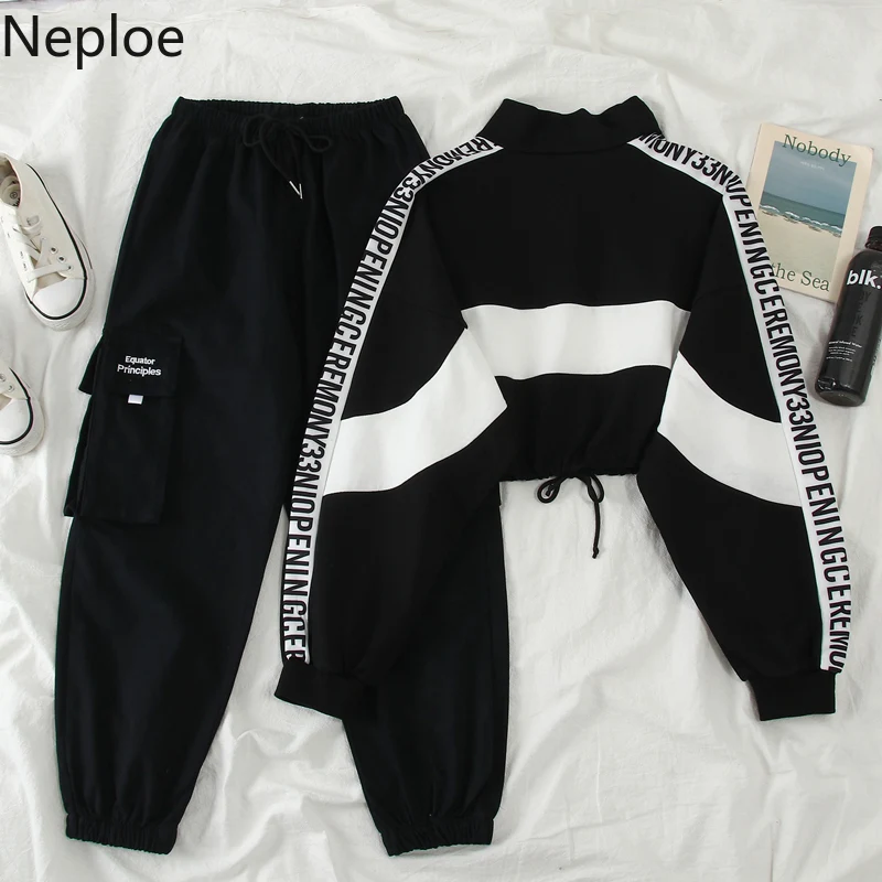 

BJYL Women Sweatpants Safari Style Korean Lace Up Stretch High Waist Trousers 2020 New Letter Pockets Causal Cargo Pant 4C412