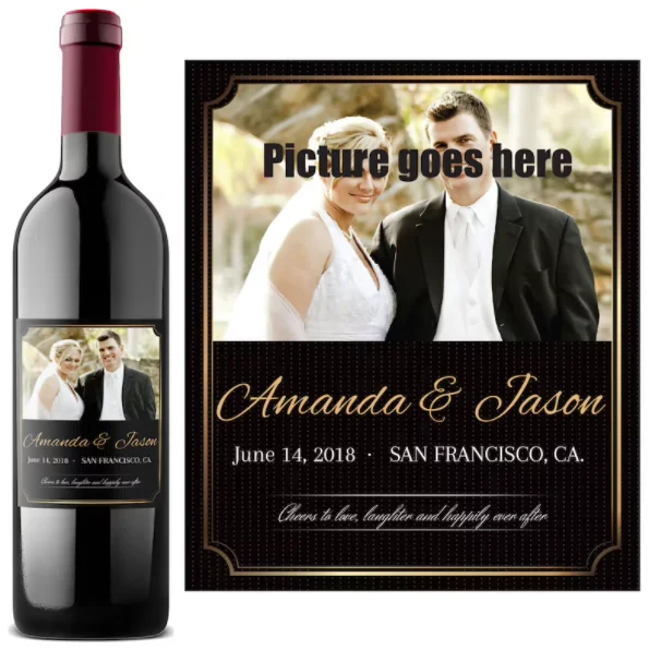 Etichette Personalizzate Per Bottiglie Vino - Set Da 6 Con Foto E Testo - Per Matrimoni, Compleanni, Battesimi - Foto 3