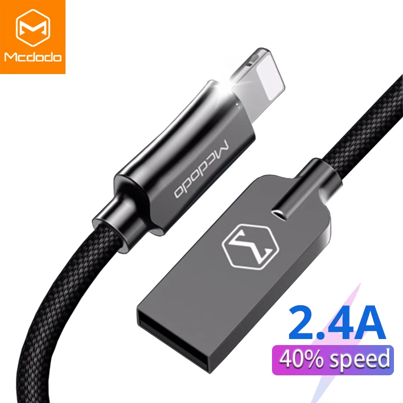 MCDODO USB кабель 2.4A для iPhone 11 Pro XS Max XR 8 7 6S Plus iPad mini быстрой зарядки телефонный передачи