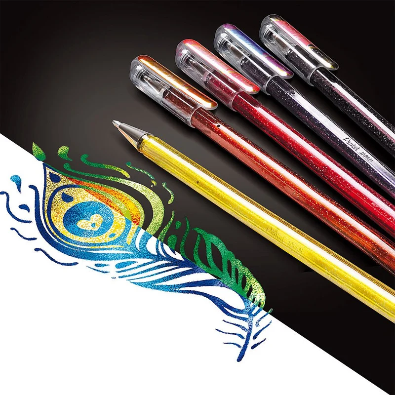 Pentel двойной металлический жидкий гель роликовая ручка 1,0 мм Блестящий гель-ручка Япония