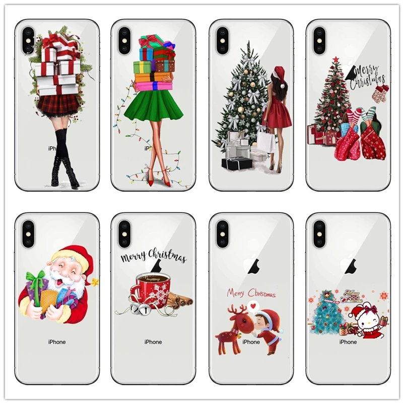 Merry Рождество Новый год мягкий чехол для телефона силиконовый TPU телефон iPhone 6 6s 7 8