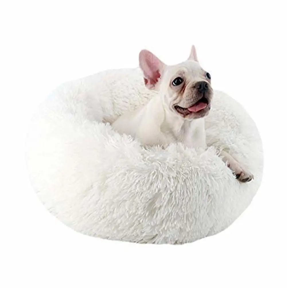 Круглая кровать для собаки длинный плюшевый Питомник моющийся домик для кошки мягкий хлопок коврики диван для маленькой большой собаки чихуахуа корзина для собаки кровать для питомца