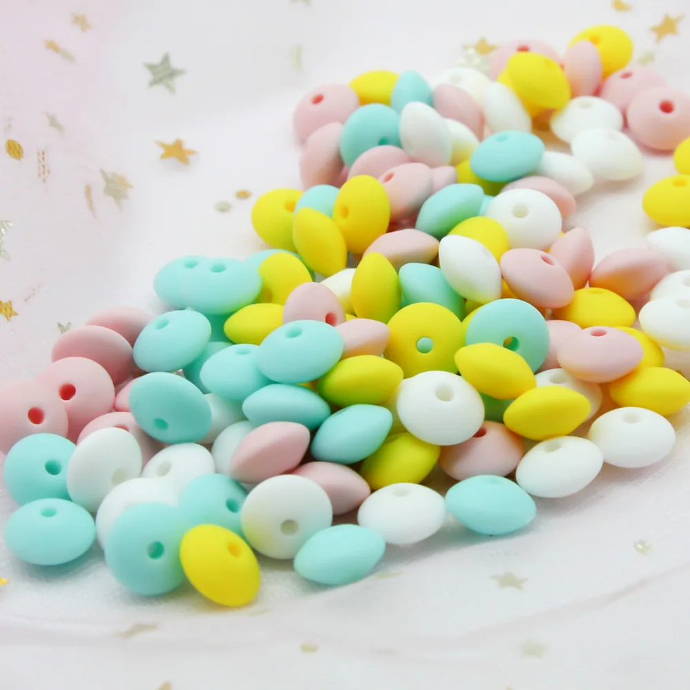 Cute-idea Baby Silicone Lentils Beads 100Pcs Baby Abacus Lentils teething beads infant Pacifier Chain Care toys Accessories gift 4