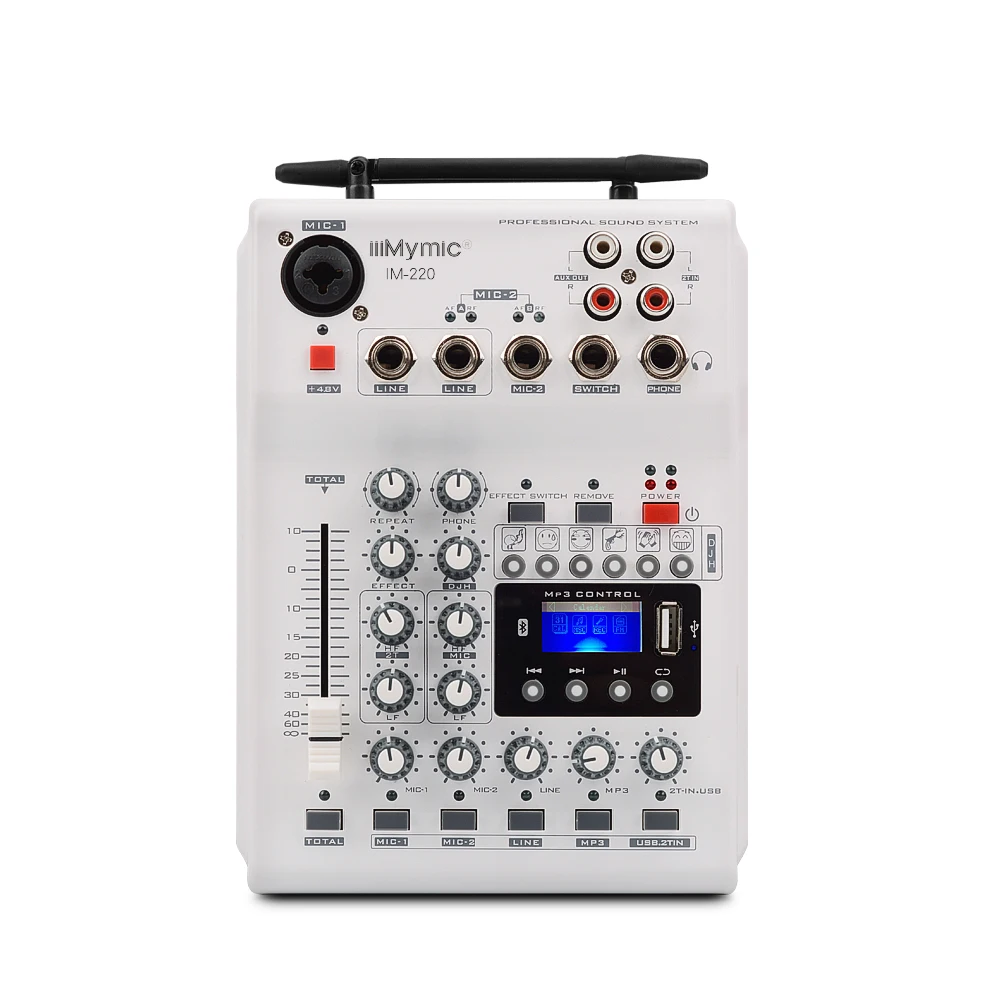IM-220 аудио DJ микшер KTV Микрофон Моно USB AUX вход 2 канала ручной UHF беспроводной микрофон 48 В Phantom для KTV