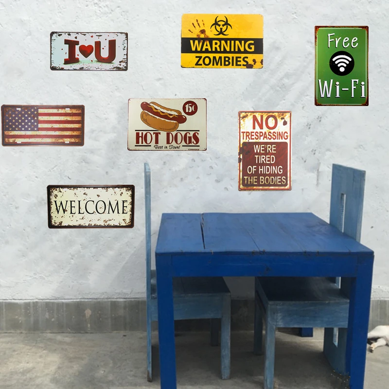 

Shabby chic Metal Tin signs Restaurant signs Bar Restaurant Decor Craft Cafe Wall Stickers Decor