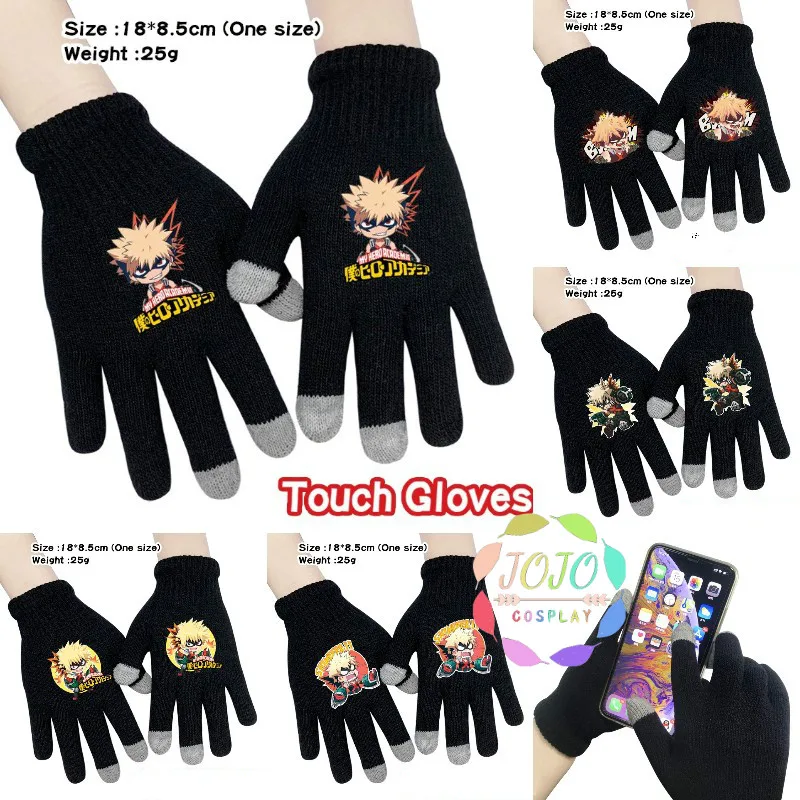 Boku No My Hero Academy Bakugou кацуки, вязаные перчатки, теплые хлопковые варежки, модные, для косплея, подарок на зиму