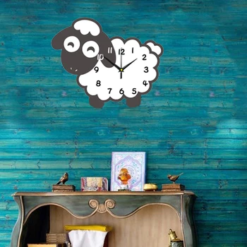 

Coloured Drawing Cartoon Creative Cute Lamb Hanging Clock Shop Cool Decoration Clock Wall Clock Mute Wall Clock Quartz Clock