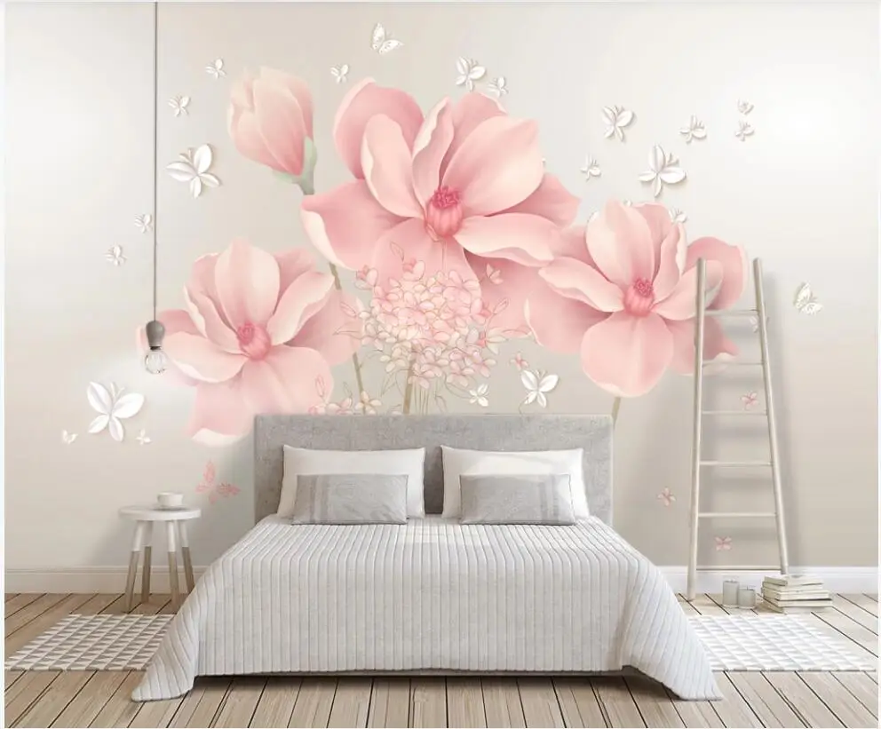 

Custom photo mural on the wall 3d wallpaper Modern pink flower home decor living room wallpaper for walls 3 d in rolls
