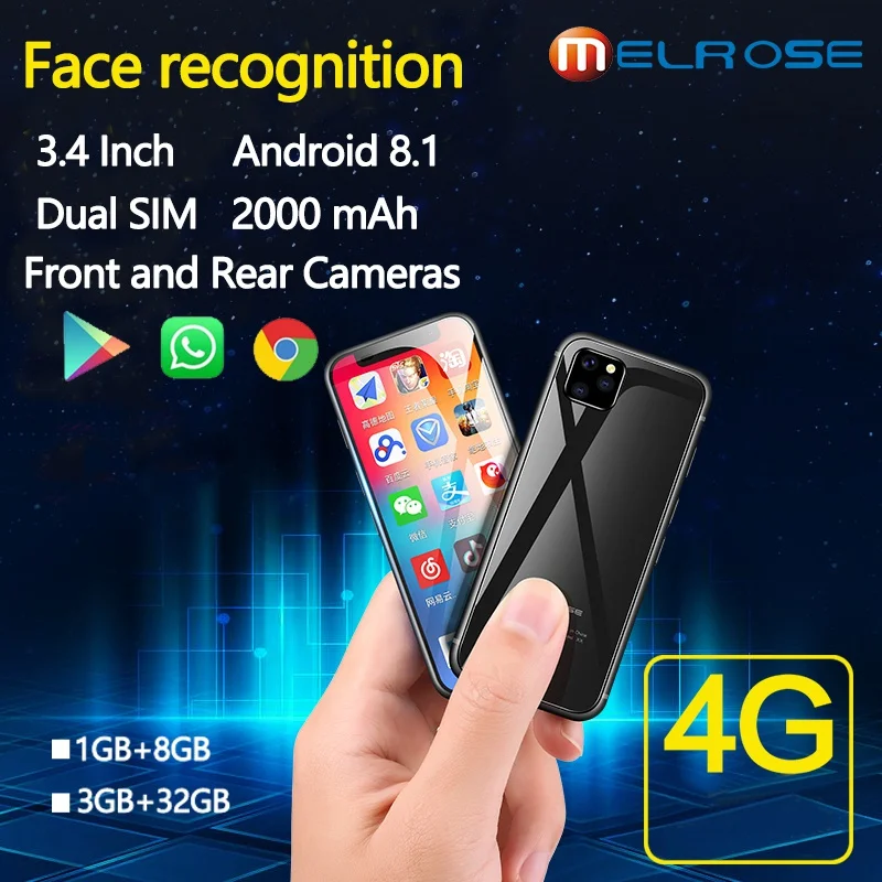 Super Mini Melrose 2019 4G Lte Smallest Smartphone 3.4'' MTK6739 Quad Core Android 8.1 5.0MP Mobile Phone unbranded cell phones