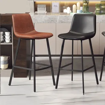 

Nordic Bar Chair Front Desk Restaurant with High Stools Leisure Backrest Two Sitting High a Variety of Colors