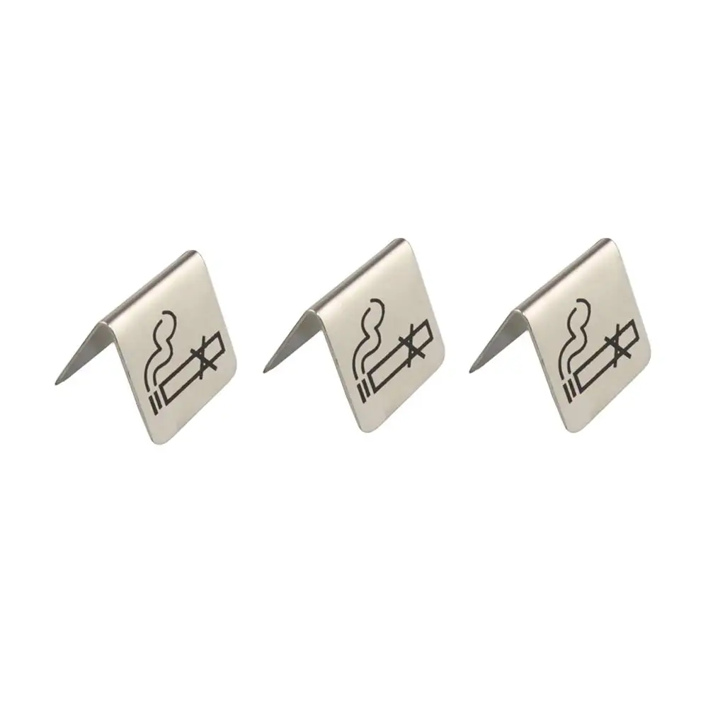 3 PC stainless steel no smoking sign tent card to do restaurant hotel smoke-free icon table logo pattern description (small) | Дом и сад