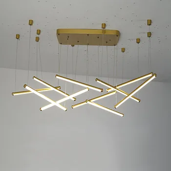 

Modern Chandelier Lighting for living guest room Gold Lustre AC85-265V lamparas de techo Aluminum wave Avize lustre Chandeliers