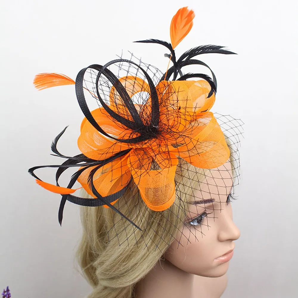 Женские вечерние модные свадебные вуалетки с Пенни и перьями из сетчатой ткани, женские аксессуары для волос 11,7