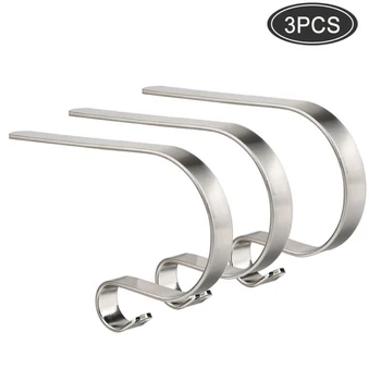 

3Pcs Christmas Stocking Holder Mantle Hooks Hanger Tools Xmas Zinc Alloy