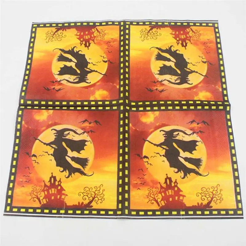 40 шт Хэллоуин тема ткани одноразовые бумажные полотенца декоративные салфетки ОБЕДЕННЫЕ принадлежности для вечерние карнавал фестиваль(ведьма
