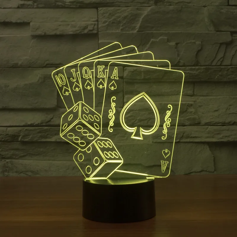 

2019 Foreign Trade New Style Playing Cards And Plug 3D Lamp Colorful Touch Control LED Visual Lamp Gift Atmosphere Lamp