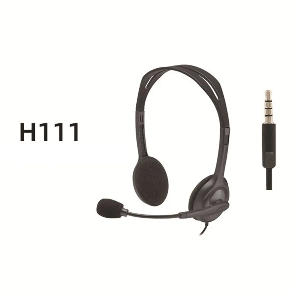 H111 Office Stereo Headset With Microphone 3 5mm Wired Noise Cancelling Headphone Mic Gaming Headset