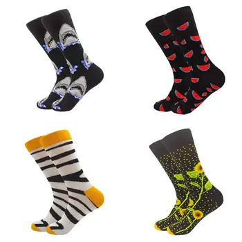 

Fashion Personality Funny Cartoon sewing pattern clown Socks Men Long Happy Art Creative Socks Harajuku cool skateboard Sokken