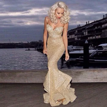 

Zuctuo 2020 Spring Women Dress V-neck Sequined Slim Dress Strapless Sleeveless Evening Clothing Vestido