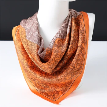 

70cm Square Women Silk Neck Scarves Foulard Shawls Lady Wraps Design Print Headband Small Pashmina Bandana Neckerchief