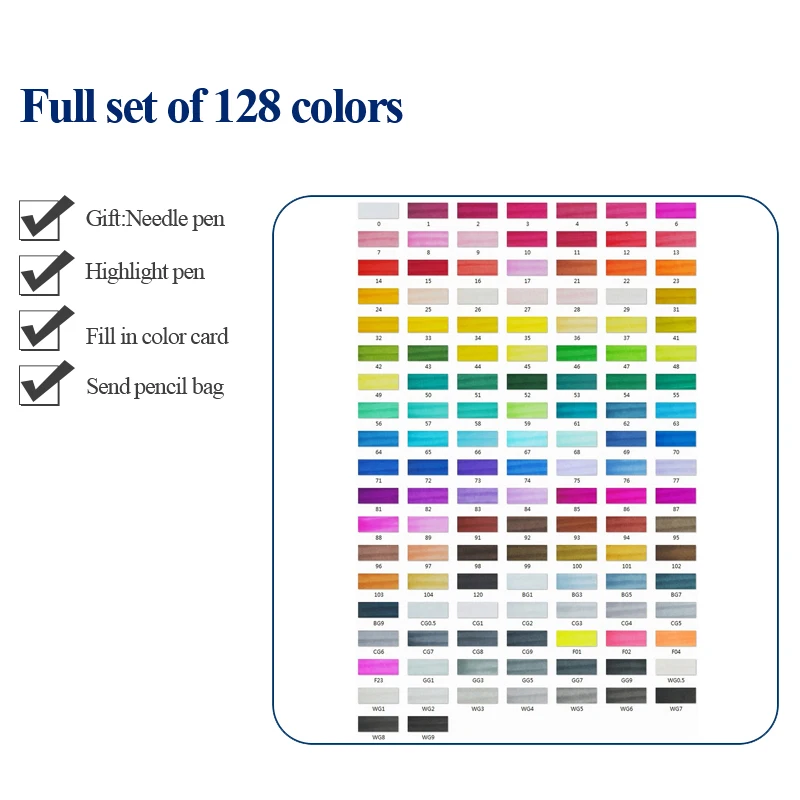STA 3203 маркер для рисования набор двойной головой художественный эскиз жирной на спиртовой основе Маркеры Ручка 30/36/40/48/60/80/128/201 Цвета для анимации - Цвет: Full-set-128colors