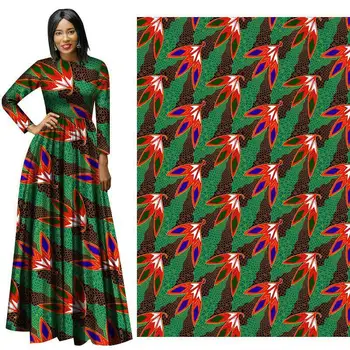 

Cotton Leaf Printed African Wax Fabric For Wedding Party 2020 High quality DIY Dress Materials Ankara Veritable Wax Fabric
