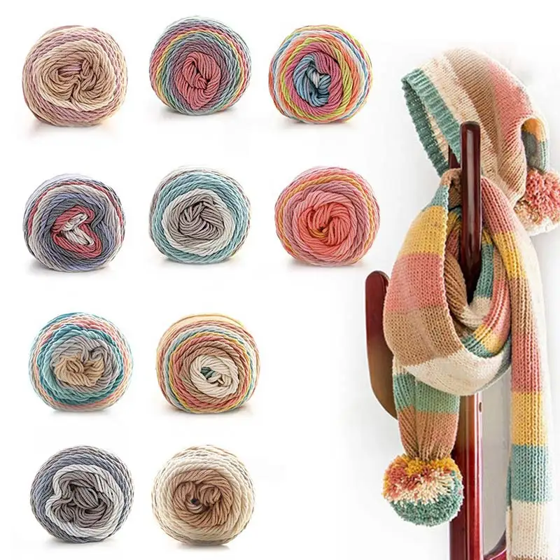 100g Woolen Yarn Hand-Knitted Wool Rainbow Cotton Line Gift Warm Hat Scarf Hand-Woven Winter Sweater Soft