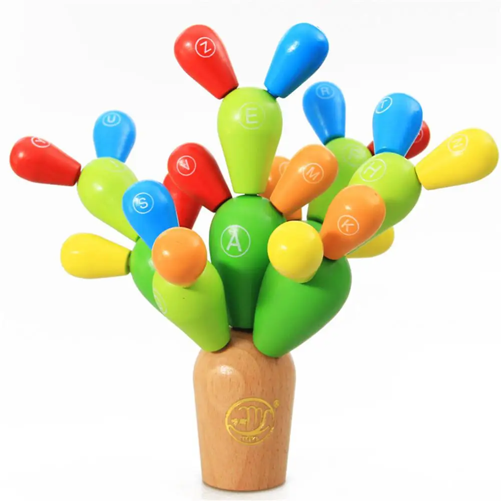 Kuulee деревянная балансировочная игрушка-кактус Радуга деревянный укладчик дерева Красочные Блоки Игрушка-кактус для детей и малышей