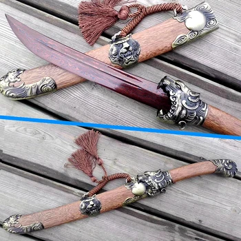 

Hand-Forging KungFu Tiger Knife Saber Damascus Steel Red Blade Sharp Chinese WuShu Tanto Dao Sword Katana