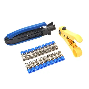 

Cable Stripping Crimping Pliers Crimper Stripper With F Compression Connectors Coaxial Cable Crimper Crimping Tool Set Kit
