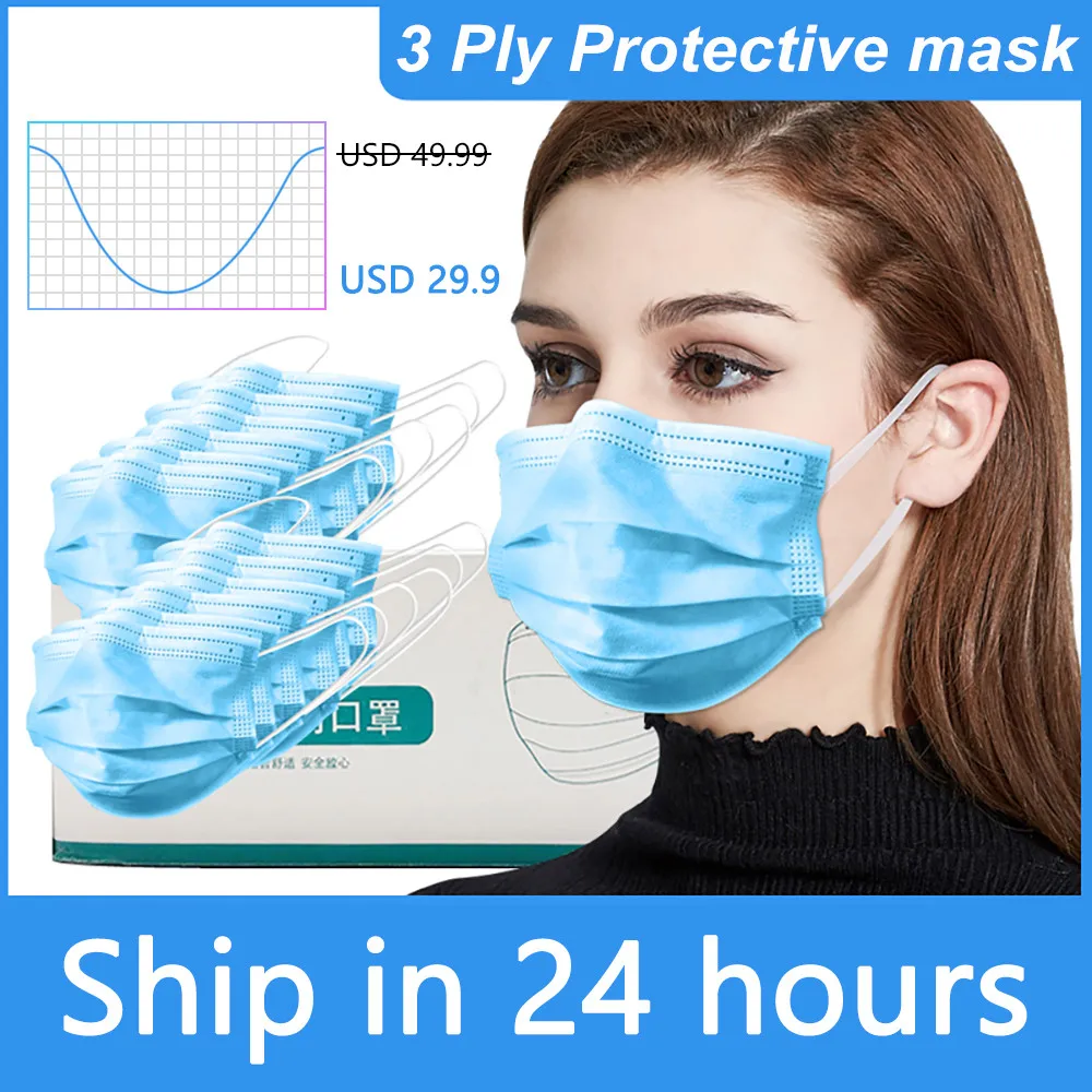 

3 Ply Disposable Face Masks Earloop Face Mouth Masks facial mask Cover Anti Dust Respirator