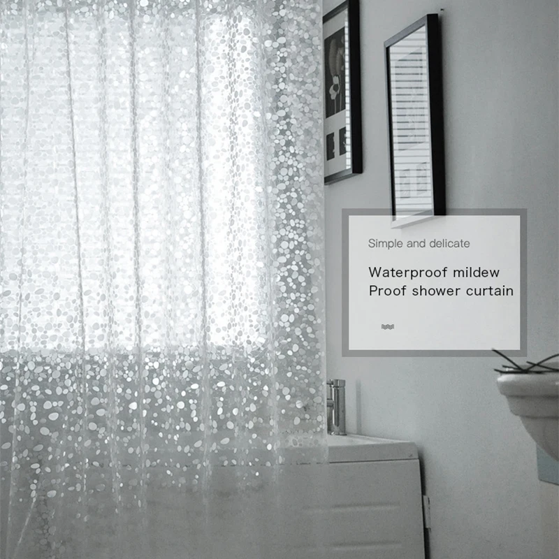 3D Translucent Shower Curtain Waterproof Mildew EVA Bath Curtains Modern Cobblestone Pattern Bathroom Curtain With Hooks