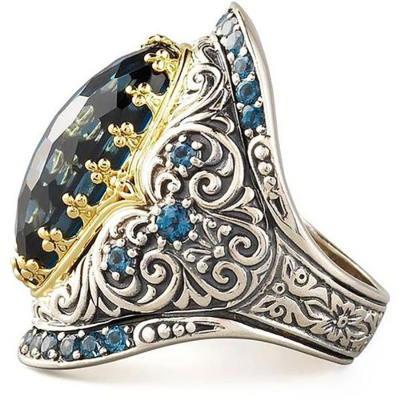 Bague Ringen 925 Серебряные ювелирные изделия Винтаж кольца для мужчин и женщин 10x14 мм Аквамарин кольцо c драгоценным камнем Юбилей изысканные ювелирные изделия подарки