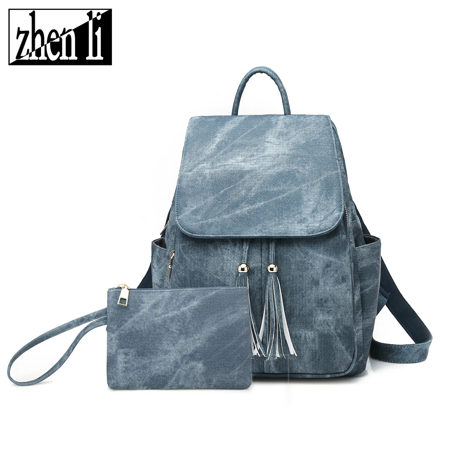 

Woman Package Trend Pu Skin Women's Both Shoulders Package Tassels Backpack