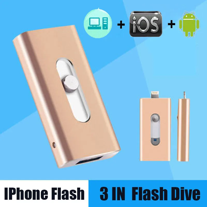 

iOS Cle Usb Flash Drive For iPhone/iPad /Android Phone For iPhone5/5S/6/7/8/X/XS/XR/Pendrive 64GB Disk On Key USB 3.0 Stick