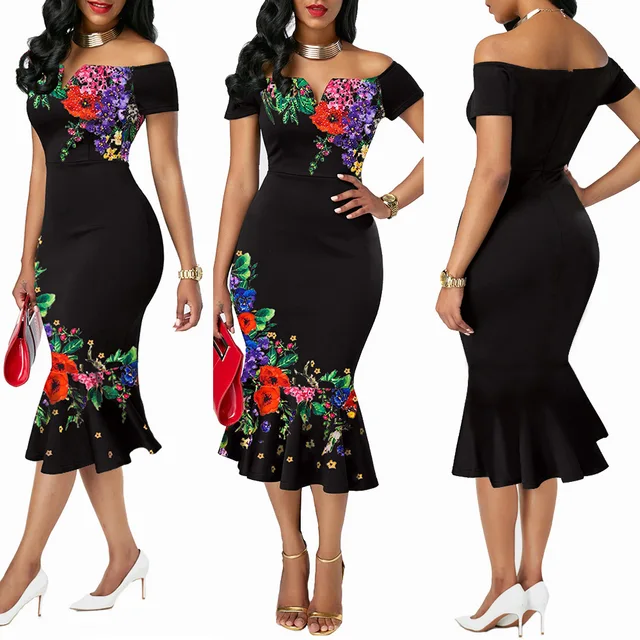 captivating off-shoulder floral print dress