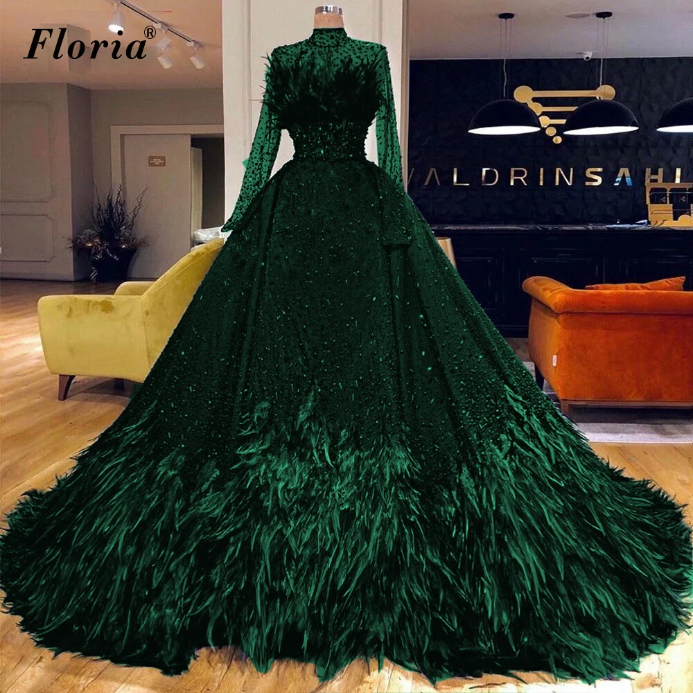 emerald green royal dress Emerald Green V-Neck Lace Tulle Formal Prom Dress with Long Sleeves