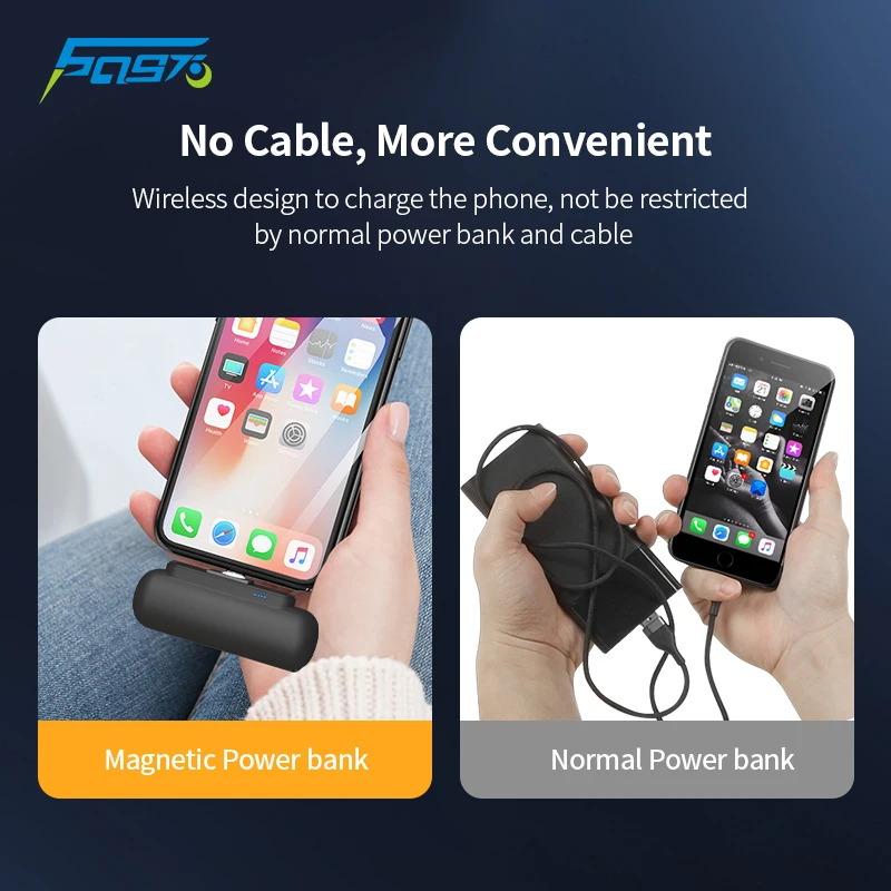 6097 Power Bank 3300mAh External Battery Wireless Charging For iPhone 13 Pocket Mini Power Bank mobile phone charger For Xiaomi